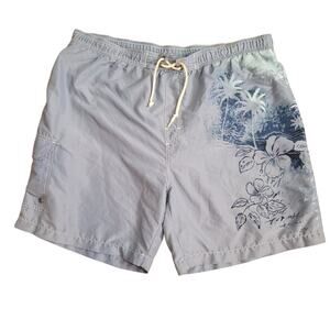 Y2K Tropical Board Shorts Mens XL Beach Swim Surf Vacation Lightweight Blue